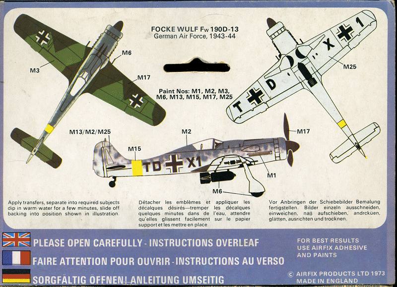 Maquette D'avion Militaire Focke Wulf Fw190D - Échelle 1/72 - Kit Airfix Neuf